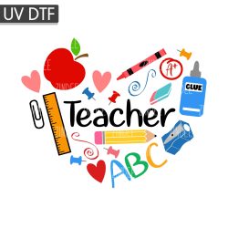 Teacher Heart UV DTF Decal