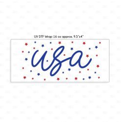 Alternative view of USA Script UV DTF Glass Can Wrap