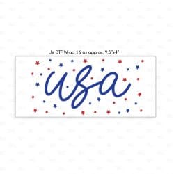 Alternative view of USA Script UV DTF Glass Can Wrap