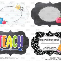 Bracket Frame School (sticker sheet) 3" WHITE Gloss