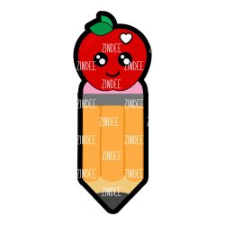 Alternative view of Pencil Apple Bookmark (lightweight acrylic)