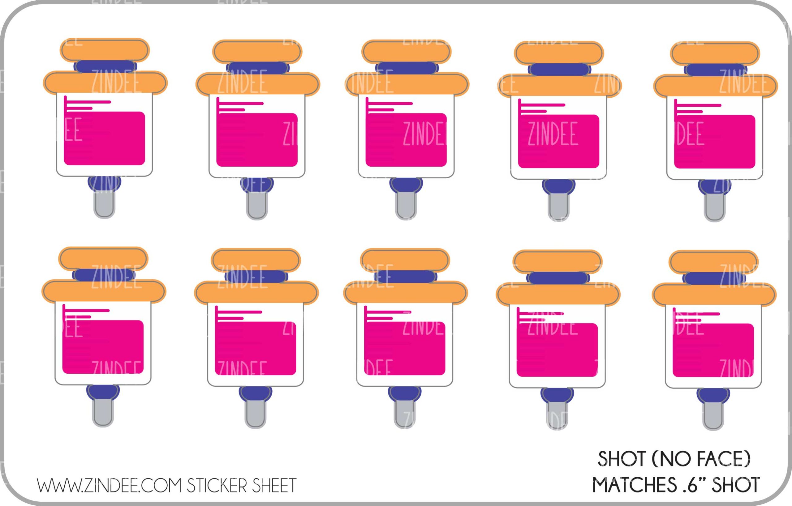 Shot (sticker sheet) .6" WHITE Gloss