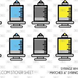 Syringe (sticker sheet) .6" WHITE Gloss