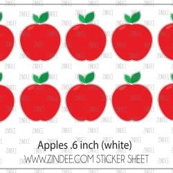 Apple (sticker sheet) .6" WHITE Gloss