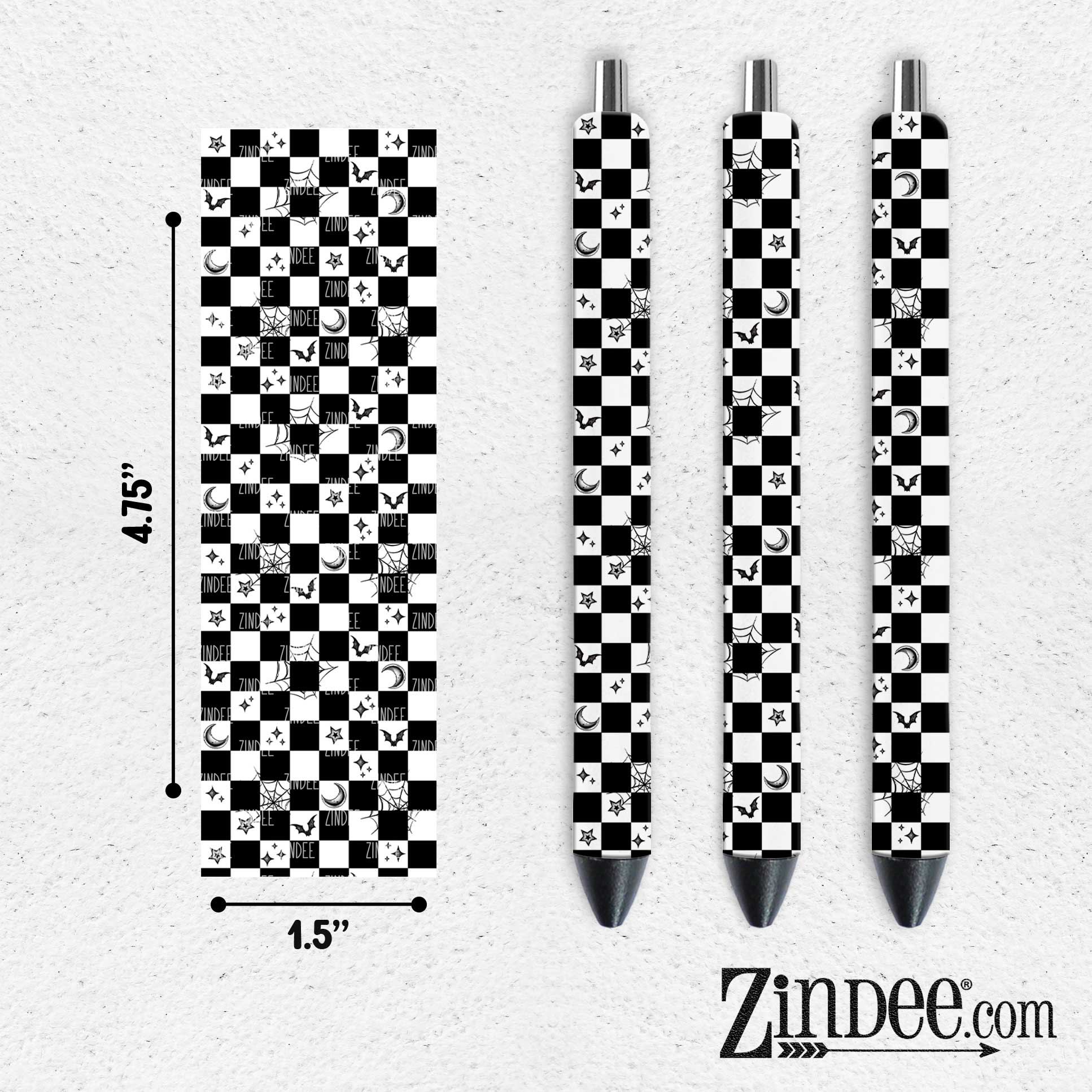 Bat Star Checkered VINYL Pen Wrap