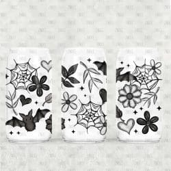Bats Floral UV DTF Glass Can Wrap