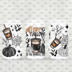 Caffeine Halloween Favorite UV DTF Glass Can Wrap