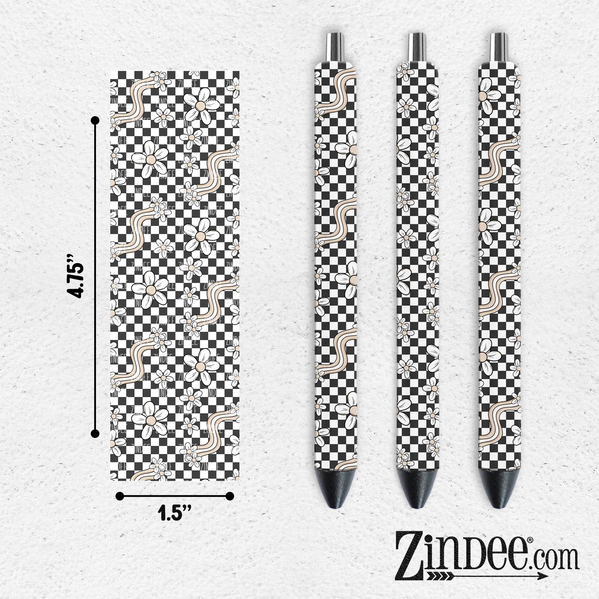 Checkered Floral VINYL Pen Wrap