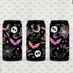 Colorful Spooky UV DTF Glass Can Wrap