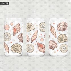 Coral Seashells UV DTF Glass Can Wrap