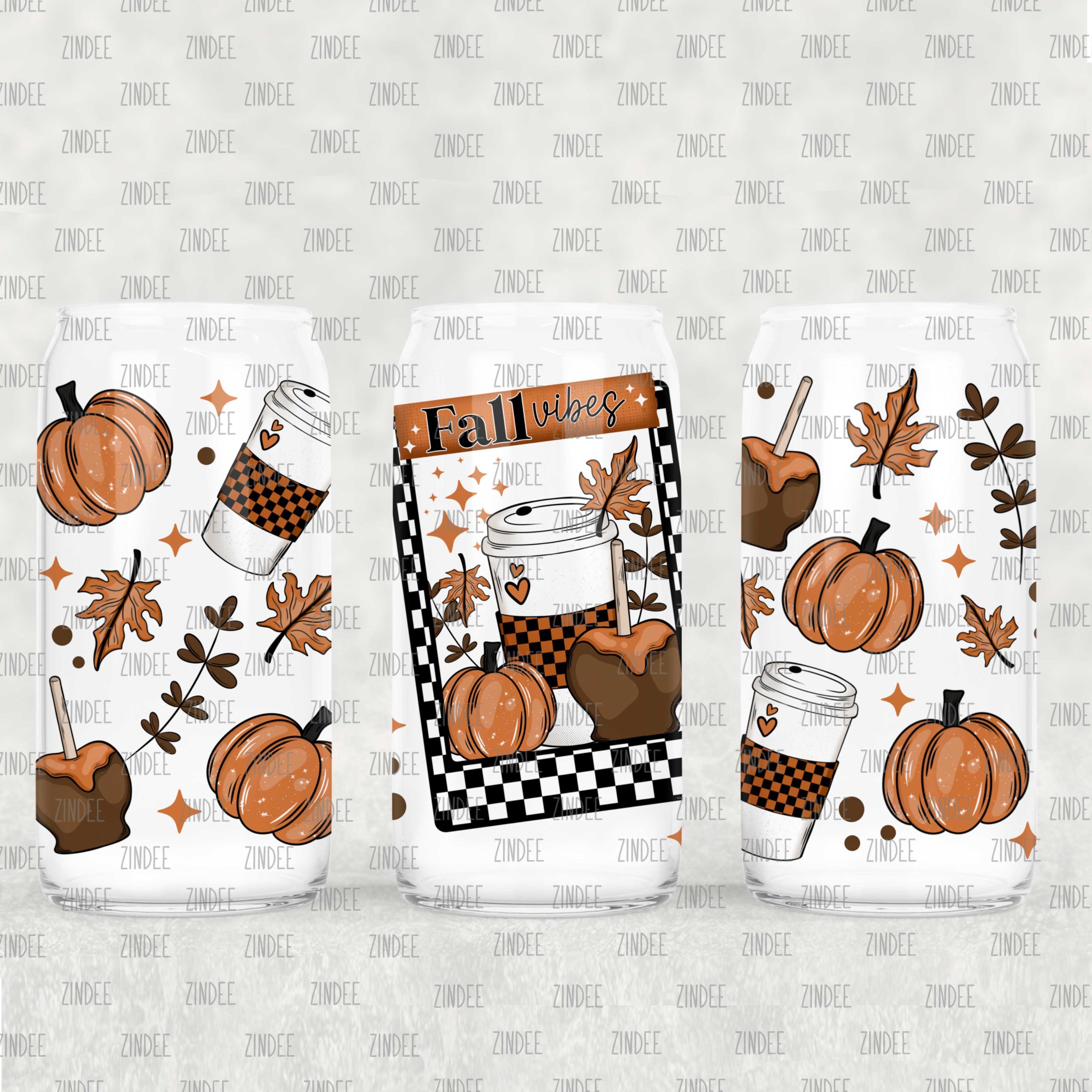 Fall Vibes UV DTF Glass Can Wrap