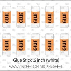 Glue Stick (sticker sheet) .6" WHITE Gloss