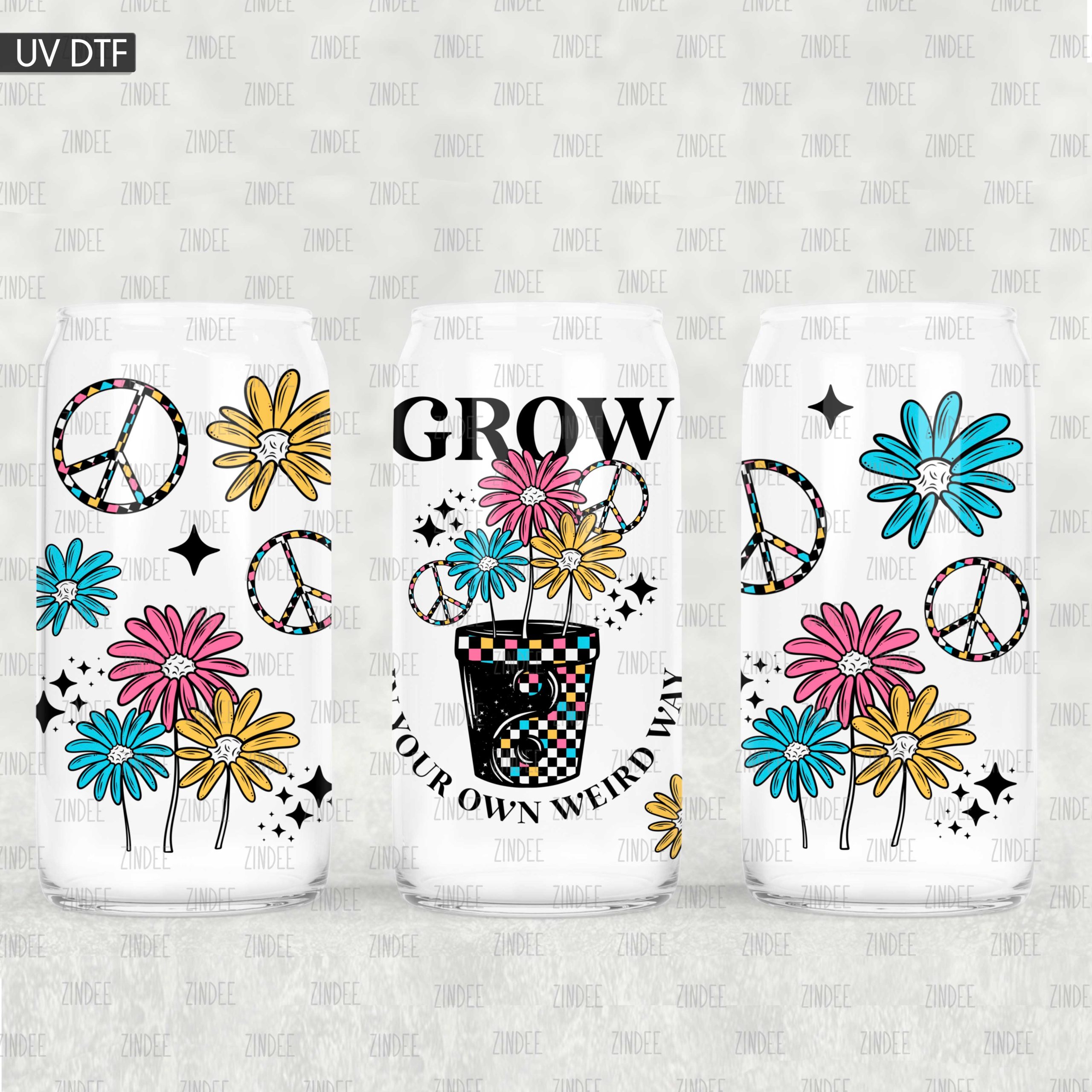 Grow Weird UV DTF Glass Can Wrap