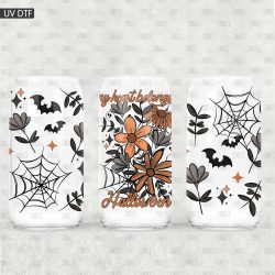 Heart October UV DTF Glass Can Wrap