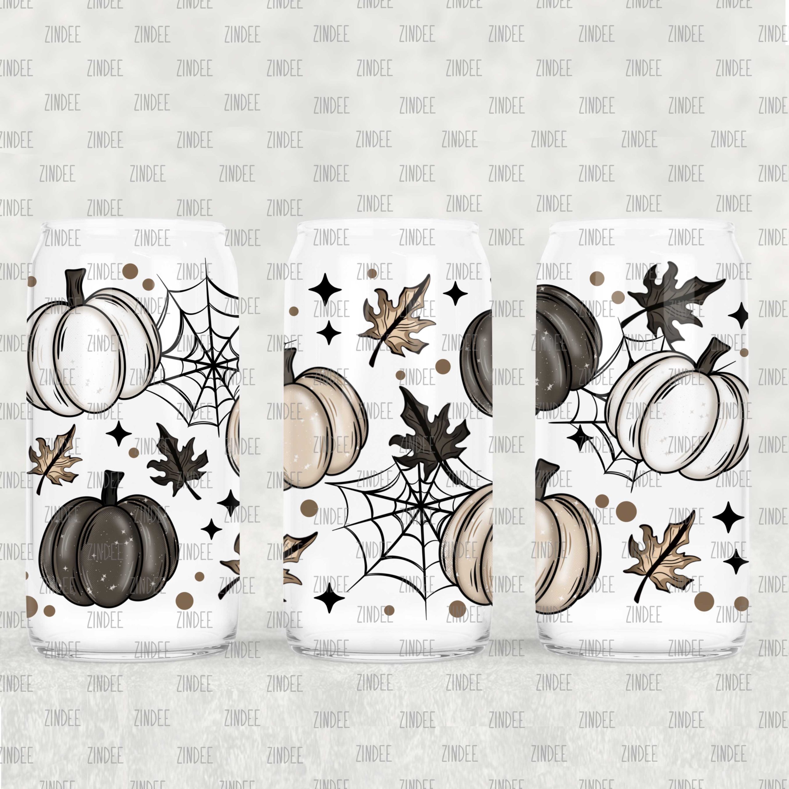 Hello Fall UV DTF Glass Can Wrap