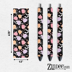 Pastel Pumpkins Black VINYL Pen Wrap