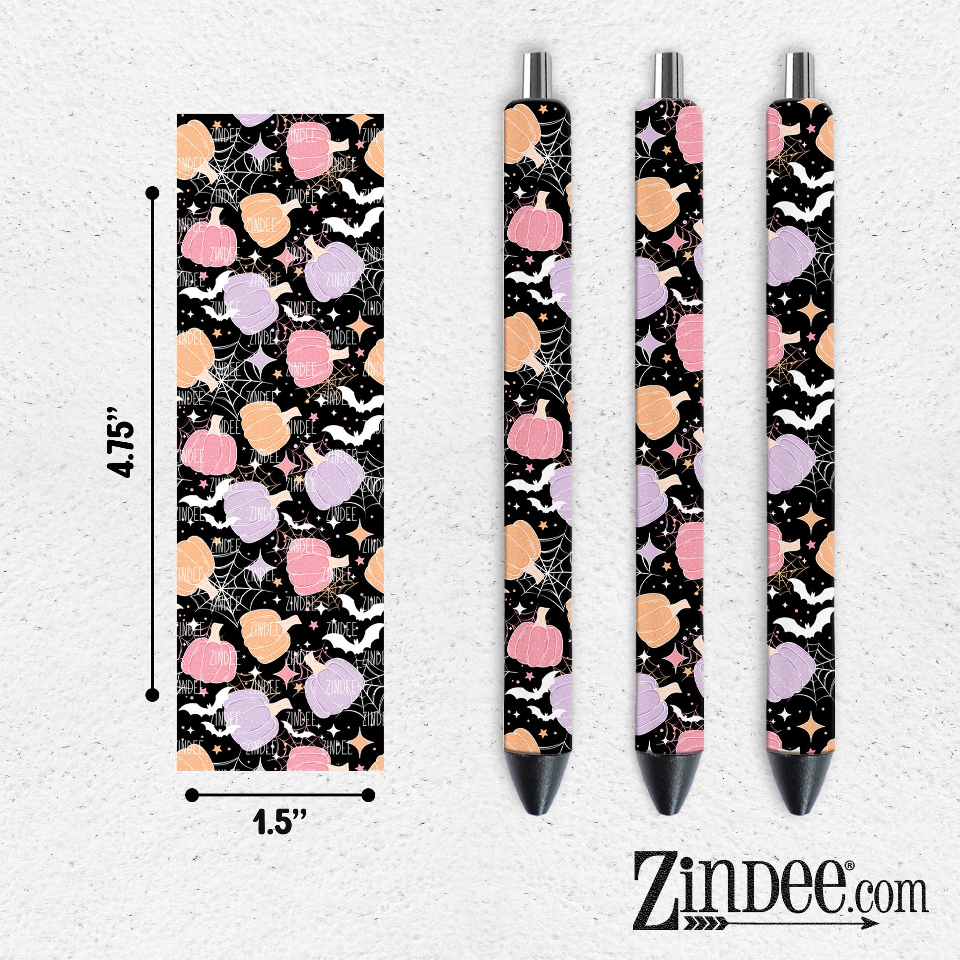 Pastel Pumpkins Black VINYL Pen Wrap