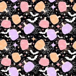 Pastel Pumpkins Black seamless (vinyl)