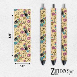Peace Signs Floral VINYL Pen Wrap