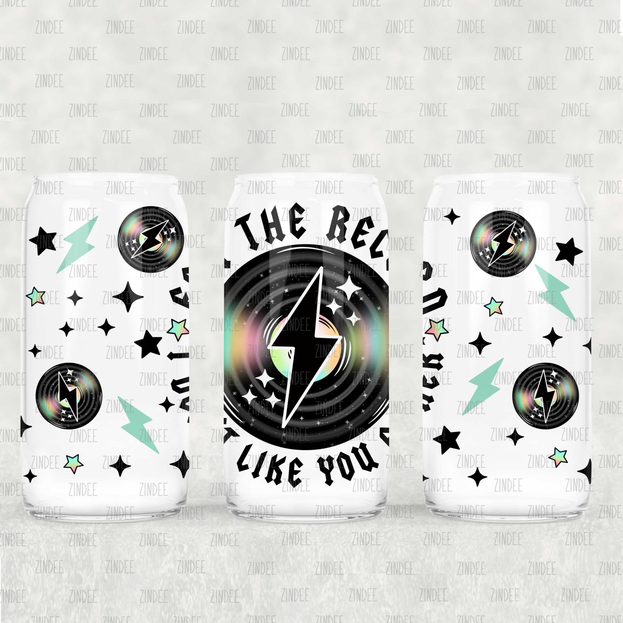 Record I Don't Like You UV DTF Glass Can Wrap