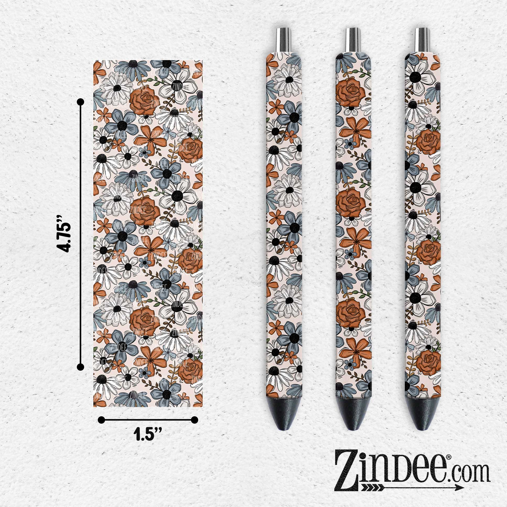 Rustic Floral VINYL Pen Wrap
