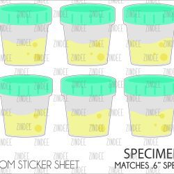 Specimen Cup (sticker sheet) .6" WHITE Gloss