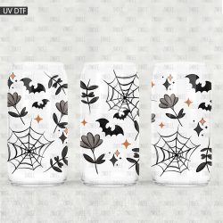 Spooky Florals UV DTF Glass Can Wrap