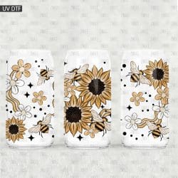 Sunflower Bees UV DTF Glass Can Wrap