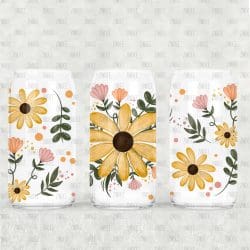 Sunshine Florals UV DTF Glass Can Wrap