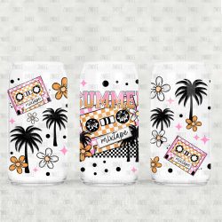 Tropical Mixtape UV DTF Glass Can Wrap