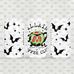 Villains Coffee Club UV DTF Glass Can Wrap