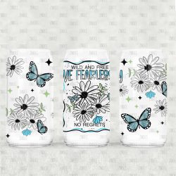 Wild and Free UV DTF Glass Can Wrap