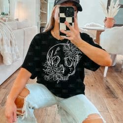 Floral Skellie White DTF Transfer