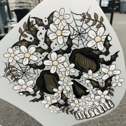 Alternative view of Floral Bat Skellie DTF Transfer