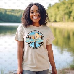 Lake Life Peace Sign Black DTF Transfer