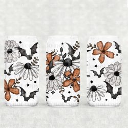Bats Fall Floral UV DTF Glass Can Wrap