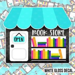 Bookstore Kiss Cut Sticker (WHITE GLOSS)