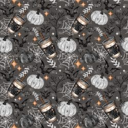 Caffeine and Halloween seamless (vinyl)