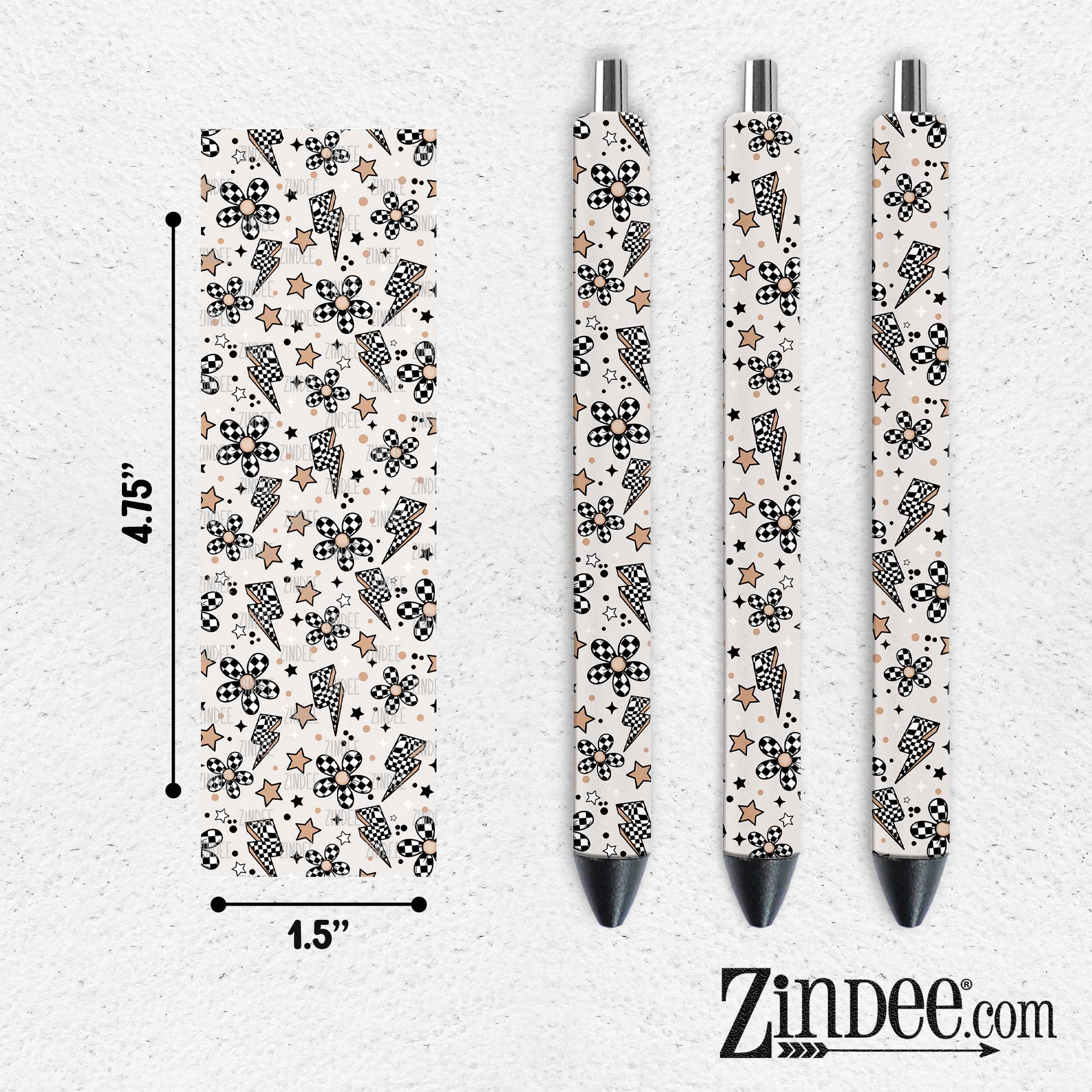Checker Flowers VINYL Pen Wrap