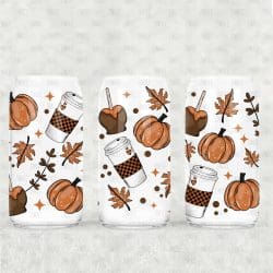 Fall UV DTF Glass Can Wrap
