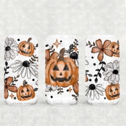 Fall Floral UV DTF Glass Can Wrap
