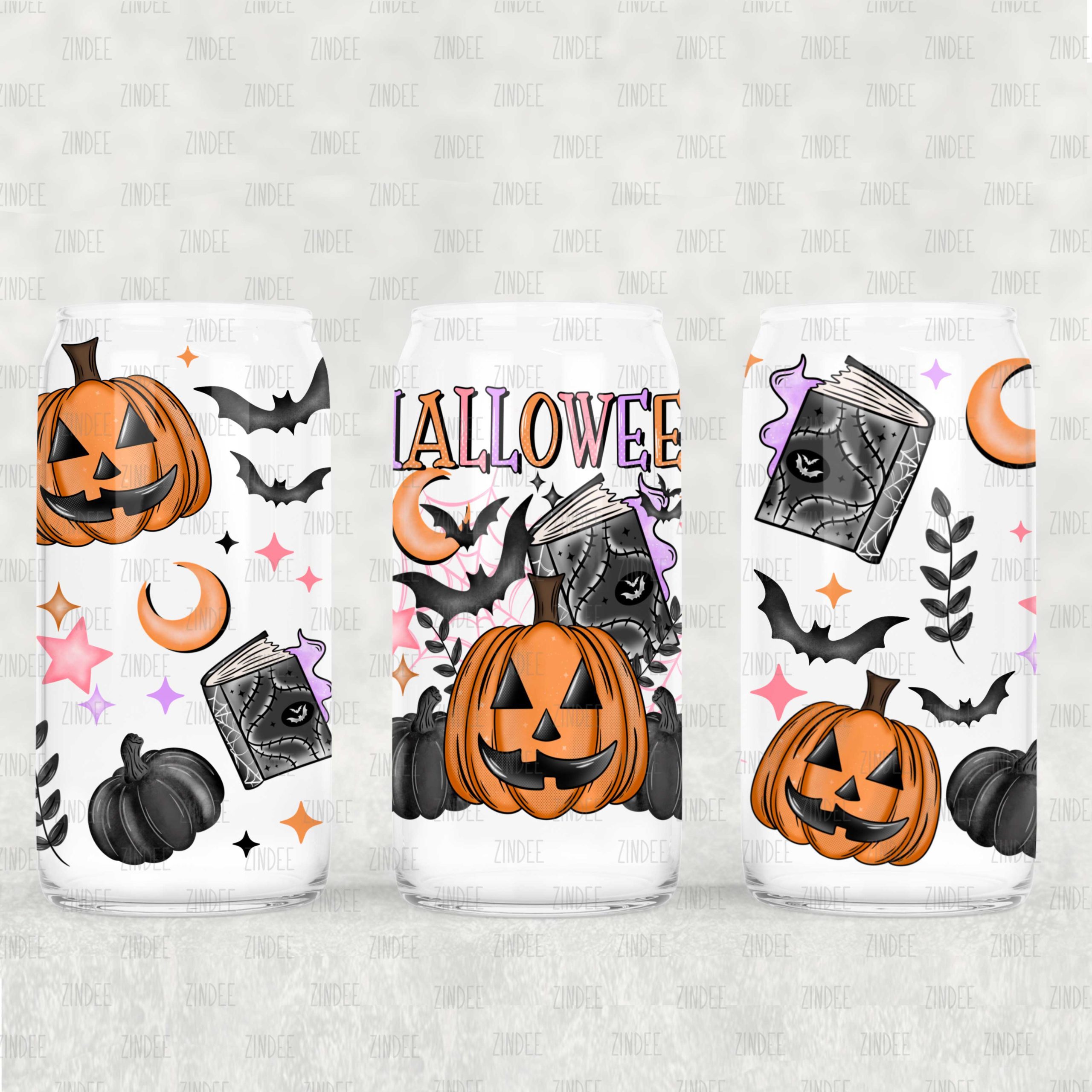 Halloween UV DTF Glass Can Wrap