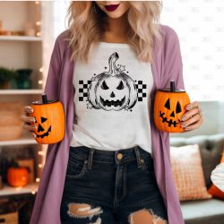 Jack O Lantern Checker Black DTF Transfer