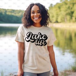 Lake Life Black DTF Transfer