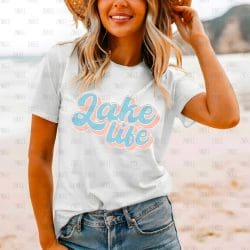 Lake Life Blue Pink DTF Transfer