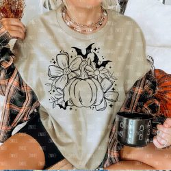 Pumpkin Florals Black DTF Transfer