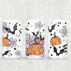 Pumpkin Florals UV DTF Glass Can Wrap