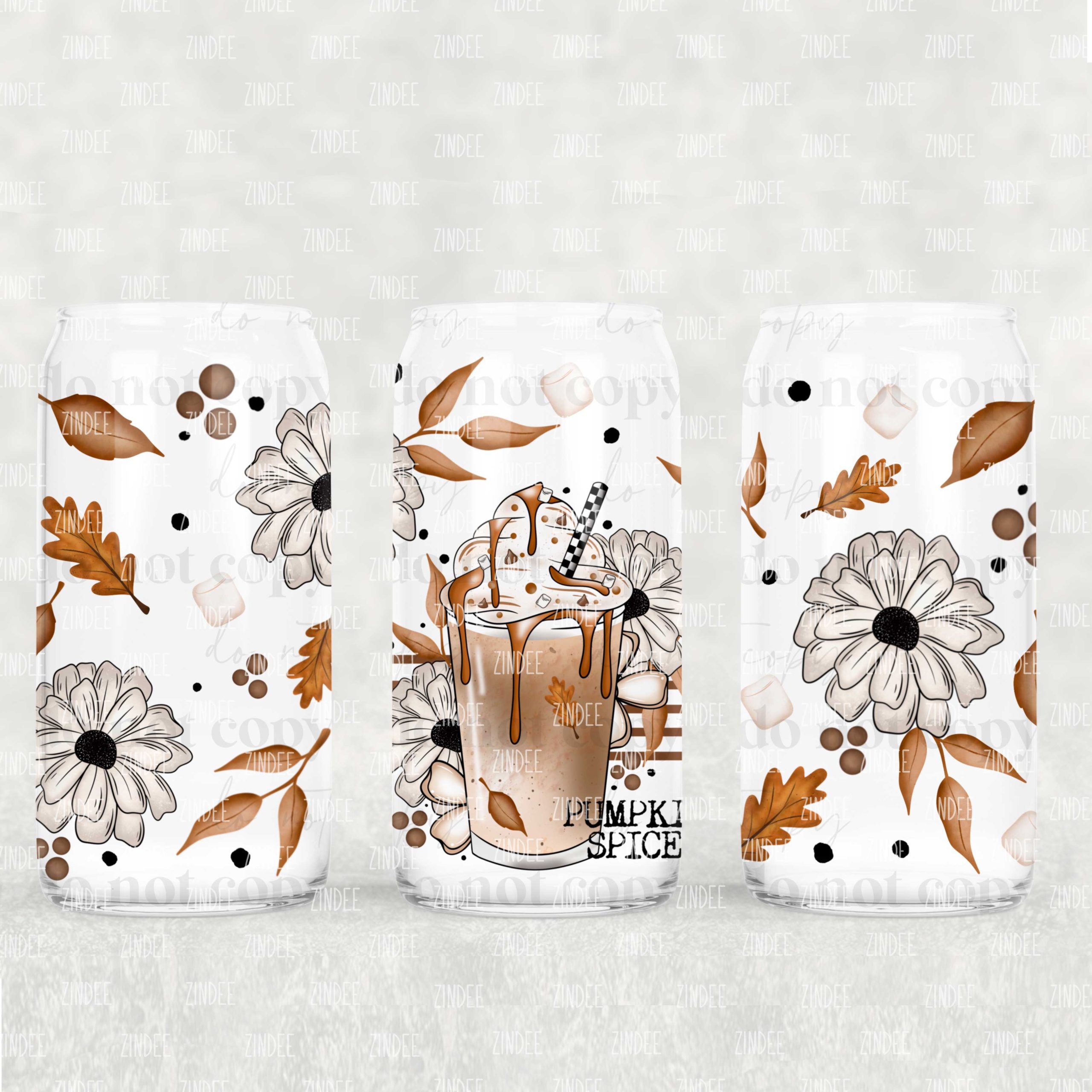 Pumpkin Spice UV DTF Glass Can Wrap