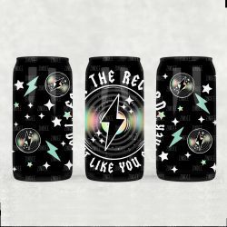 Record I Don't Like You White UV DTF Glass Can Wrap