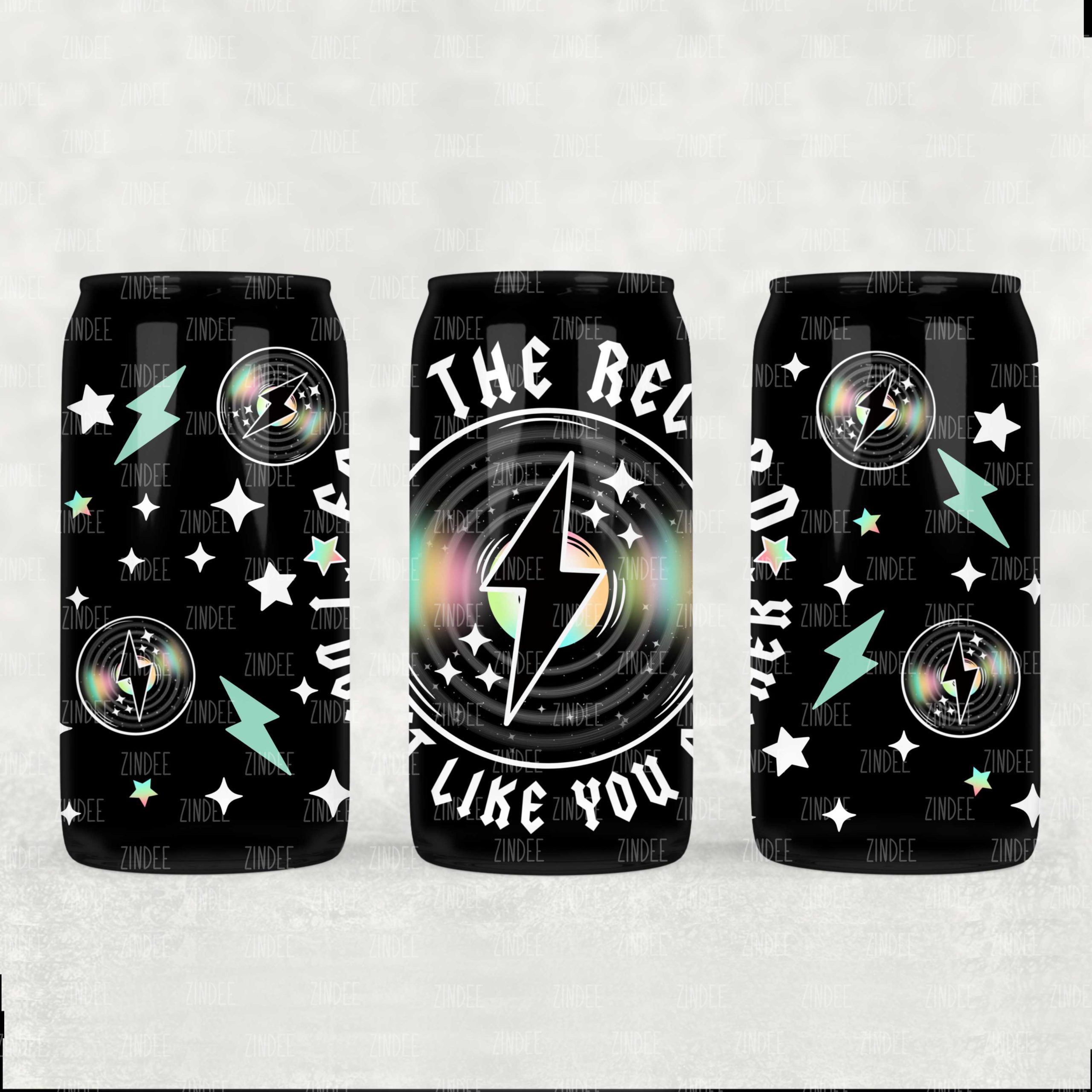 Record I Don't Like You White UV DTF Glass Can Wrap